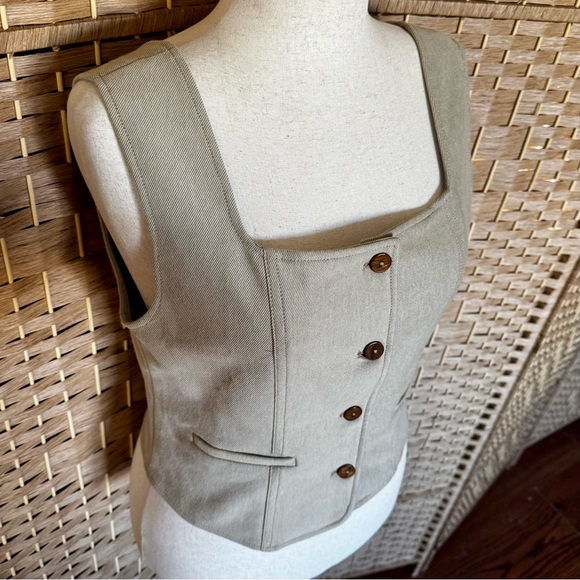 OGL taupe / stone cotton twill feminine vest XL - Picture 3 of 10